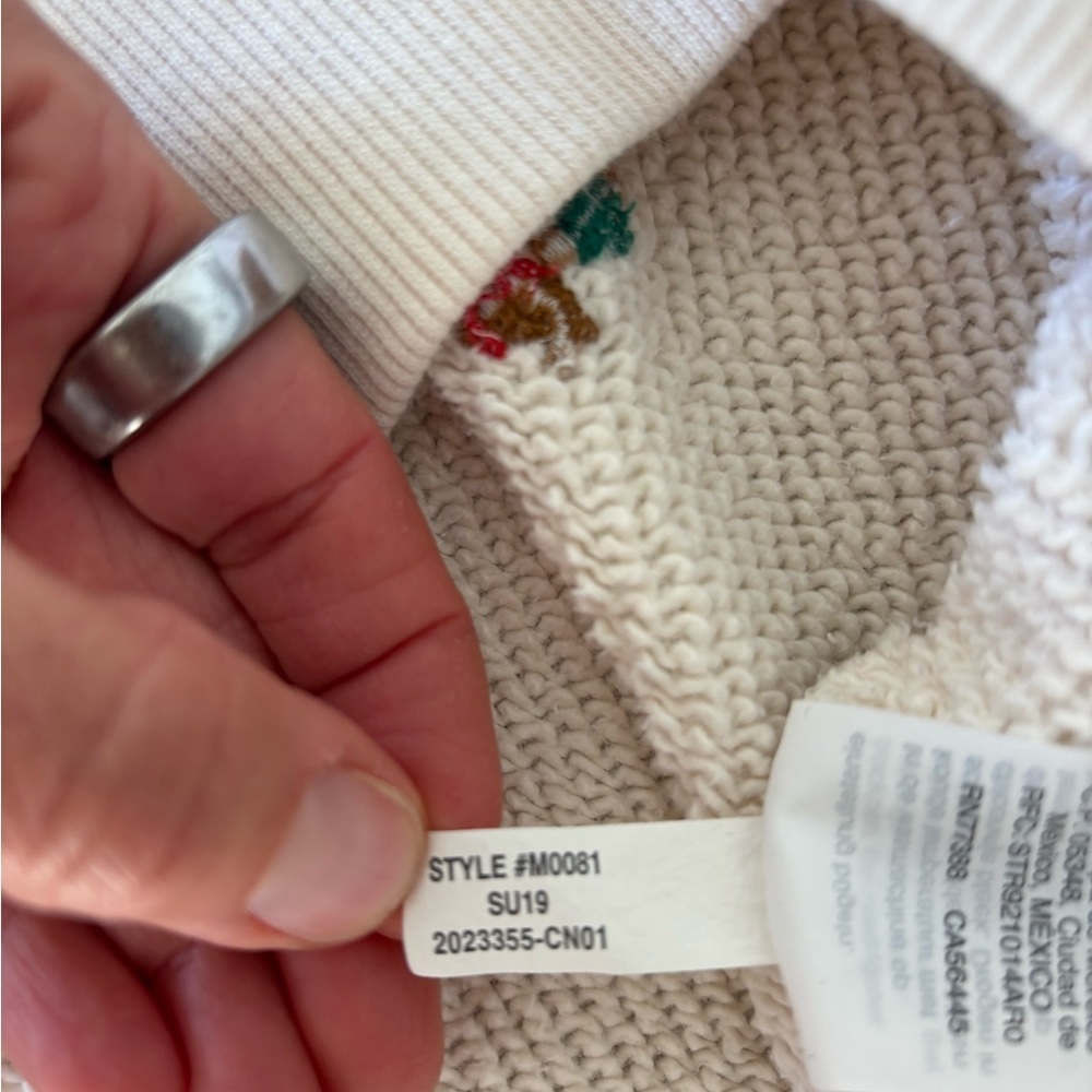 Madewell Embroidered Tropical Beach Vacation Motif Cream Sweatshirt Cotton XXS - Picture 7 of 10